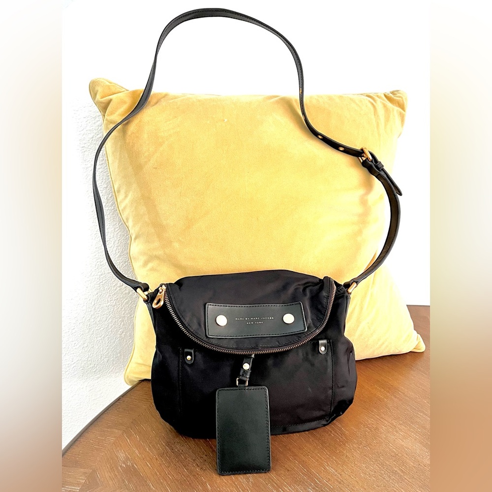 Marc Jacobs Black Crossbody Bag with Brass/Rose Gold Accents